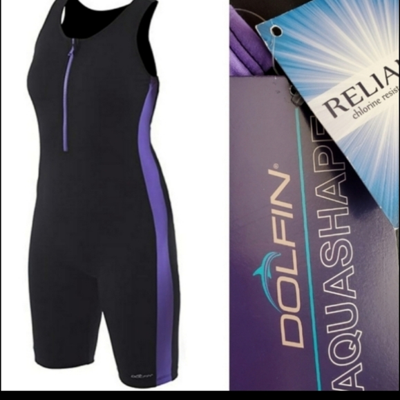 Dolfin Swim New Dolfin Aquashape Black Purple Swim Unitard